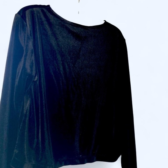 Carole Little Black velvet floral cardigan with long sleeves and button-front - Picture 3 of 4